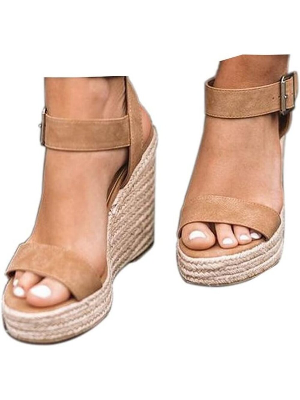 Stylish Espadrille Wedge Sandals for Women - Comfortable Open Toe Ankle Strap